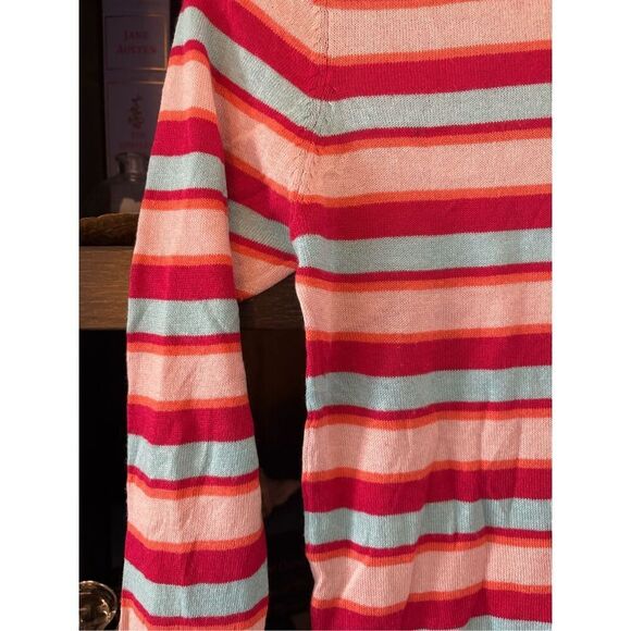 Happy Sheep Pink, Orange & Blue Striped Lightweight Sweater Size Small - Picture 4 of 6